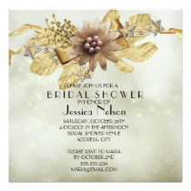 Gold Holiday Winter Ribbon Bridal Shower Card