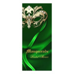 Gold Masquerade Green Bridal Shower Invitation