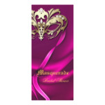 Gold Masquerade Hot Pink Bridal Shower Invitation