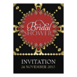 Gold Royal Black Red Bridal Shower Invitations