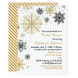 Golden Snowflakes Winter Bridal Shower Card