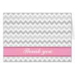 Gray Chevron Pink custom Thank You Card