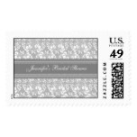 Gray Damask Bridal Shower Wedding Stamps