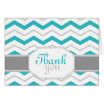 Gray & Turquoise Chevron Trendy Thank You Cards