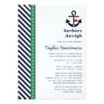 Green and Navy Blue Anchor Bridal Shower Invites