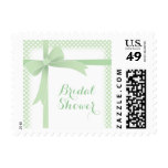 Green Bow & White Dots Bridal Shower Postage