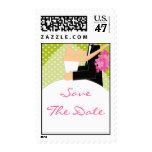 Green Bride & Groom Save the Date Stamp