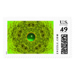 GREEN DAHLIA FLOWER PETALS WITH GEMSTONE POSTAGE