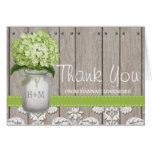 Green Hydrangea Monogrammed Mason Jar THANK YOU Card