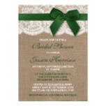 Green Ribbon On Burlap & Lace Bridal Shower Card