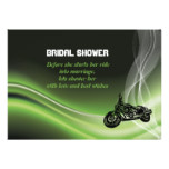Green road biker/motorcycle wedding bridal shower card