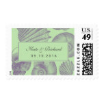 Green Seashell Wedding Invitation Postage Stamp