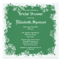 Green Snowflakes Bridal Shower Invitation