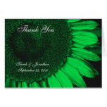 Green Sunflower Floral Wedding Thank You Card