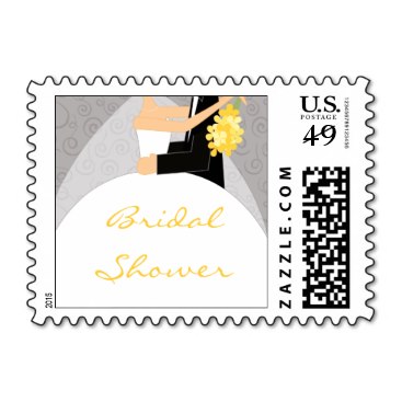 Grey and Yellow Bridal Shower Postage Stamps