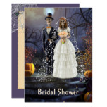 Halloween Bridal Shower Invitation with Skeletons