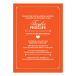 Heartline (orange) Bridal Shower Invitations