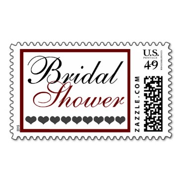 Hearts, Fancy Bridal Shower, Red and Black Stamps