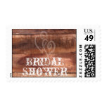 Hearts Wood Rustic Bridal Shower Stamp