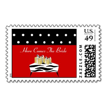 Here Comes the Bride Red and Black Postage