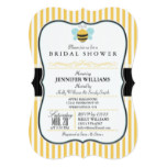 Honey Bee Bridal Shower Invite; Yellow Stripes Card