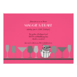 Hot Pink and Gray Modern Cocktail Bridal Shower Card
