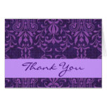 Hues of Purple Vintage Look Damask Thank You V212f Card
