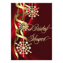 Jazzy Jeweled Snowflakes Red & Gold Invitation