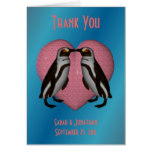Kissing Penguins Heart Wedding Thank You Card