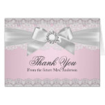 Lace & Bow Pink Bridal Shower Thank You Card