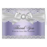 Lace & Bow Purple Bridal Shower Thank You Card