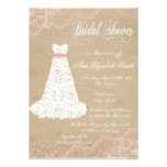 Lace Dress Rustic Bridal Shower Invitation Pink