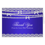 Lace & Pearl Blue Bridal Shower Thank You Card