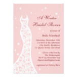 Lacy Pink Winter Bridal Shower Invitation