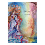 LADY OF LAKE , vibrant bright blue pink yellow Card