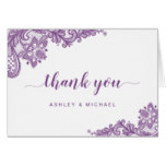 Lavender Purple Elegant Lace Floral Thank You Card