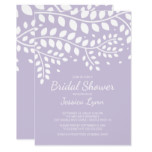 Lavender White Leaf Vine Bridal Shower Invite