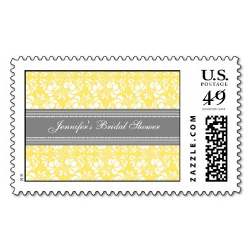 Lemon Damask Bridal Shower Wedding Stamps