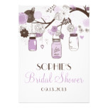 Lilac & Brown Mason Jars Bridal Shower Invitation