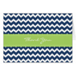 Lime Blue Chevron Wedding Thank You Card