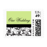 Lime Green Damask Wedding Invitation Postage
