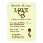 Love Hearts and Red Rose Bridal Shower Invitation