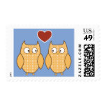 Love Owls Orange And Blue Dots Postage Stamps