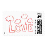 Love Red And White Cloud Balloons Postage Stamp