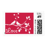 Lovebirds Pink Love Wedding Stamps