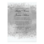 Luxury Grey Frosty Snowflake Winter Bridal Invite