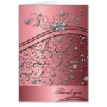 Luxury Red Damask Swirls Thank you card