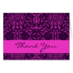 Magenta Purple Vintage Damask Thank You V212g Card