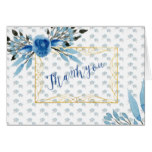 Majestic Blue Flowers Ornate Frame Thank You Card