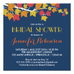 Maple Leaves Navy Blue Fall Wedding Invitation